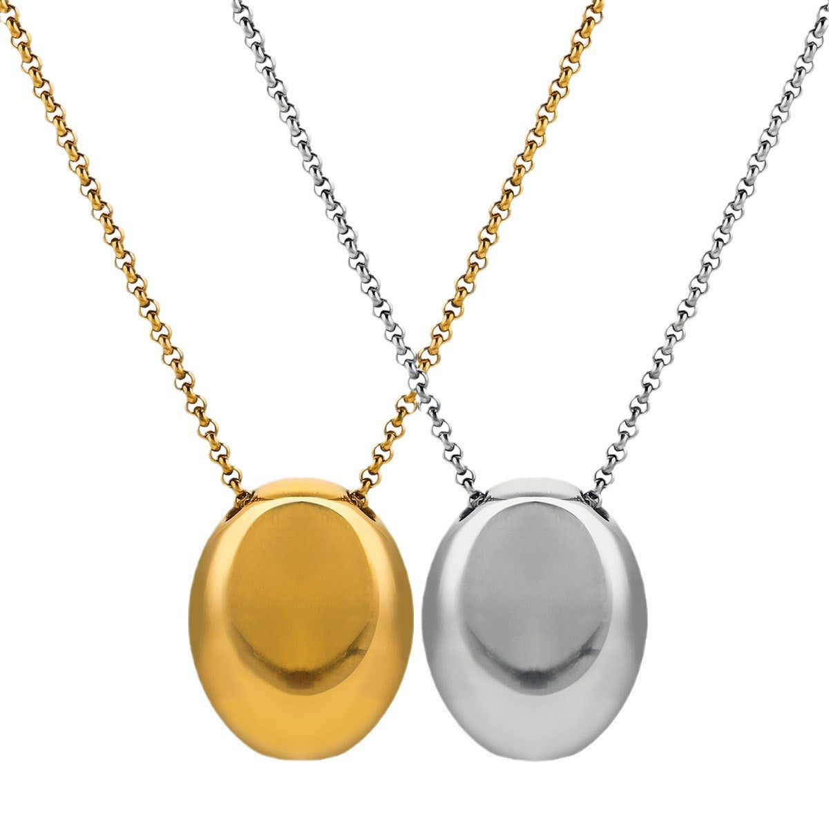 Wholesale Stainless Steel Long Oval Pendant Necklace