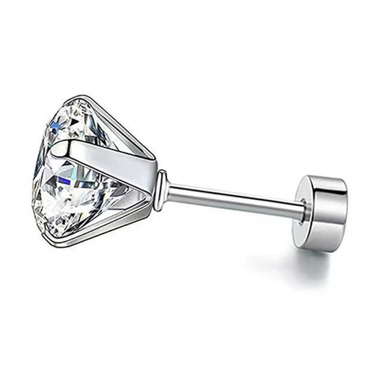 Wholesale 316L stainless steel zircon four-claw earrings