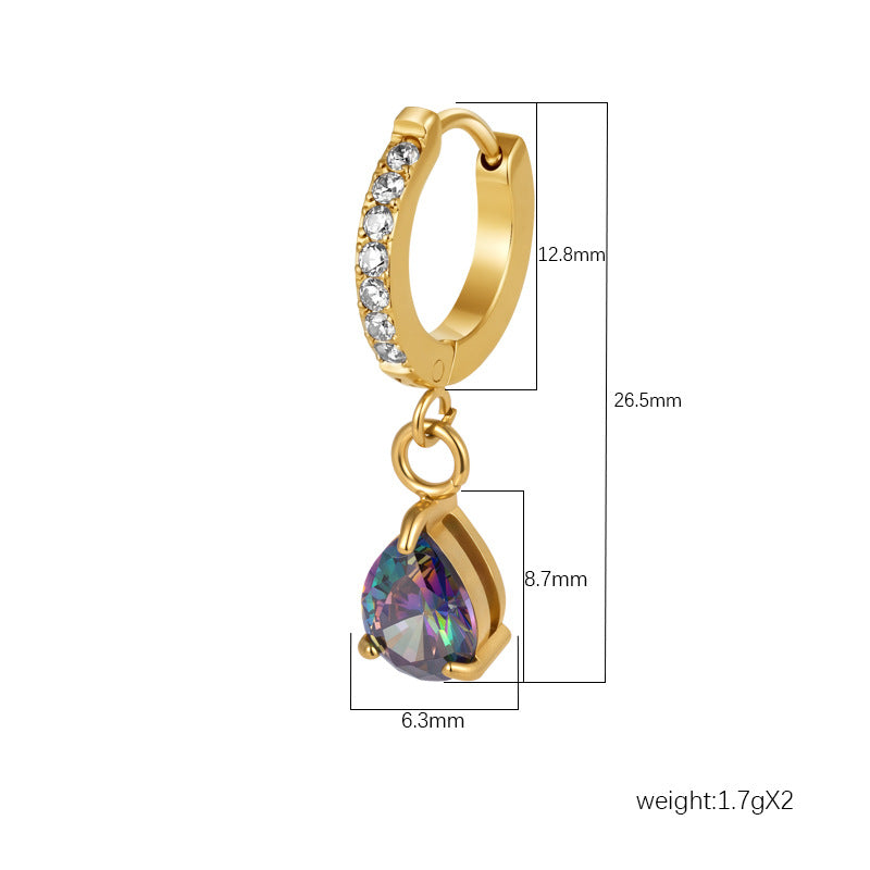 Wholesale Modern Round Zircon Pendant Earrings Stainless Steel Jewelry Accessory