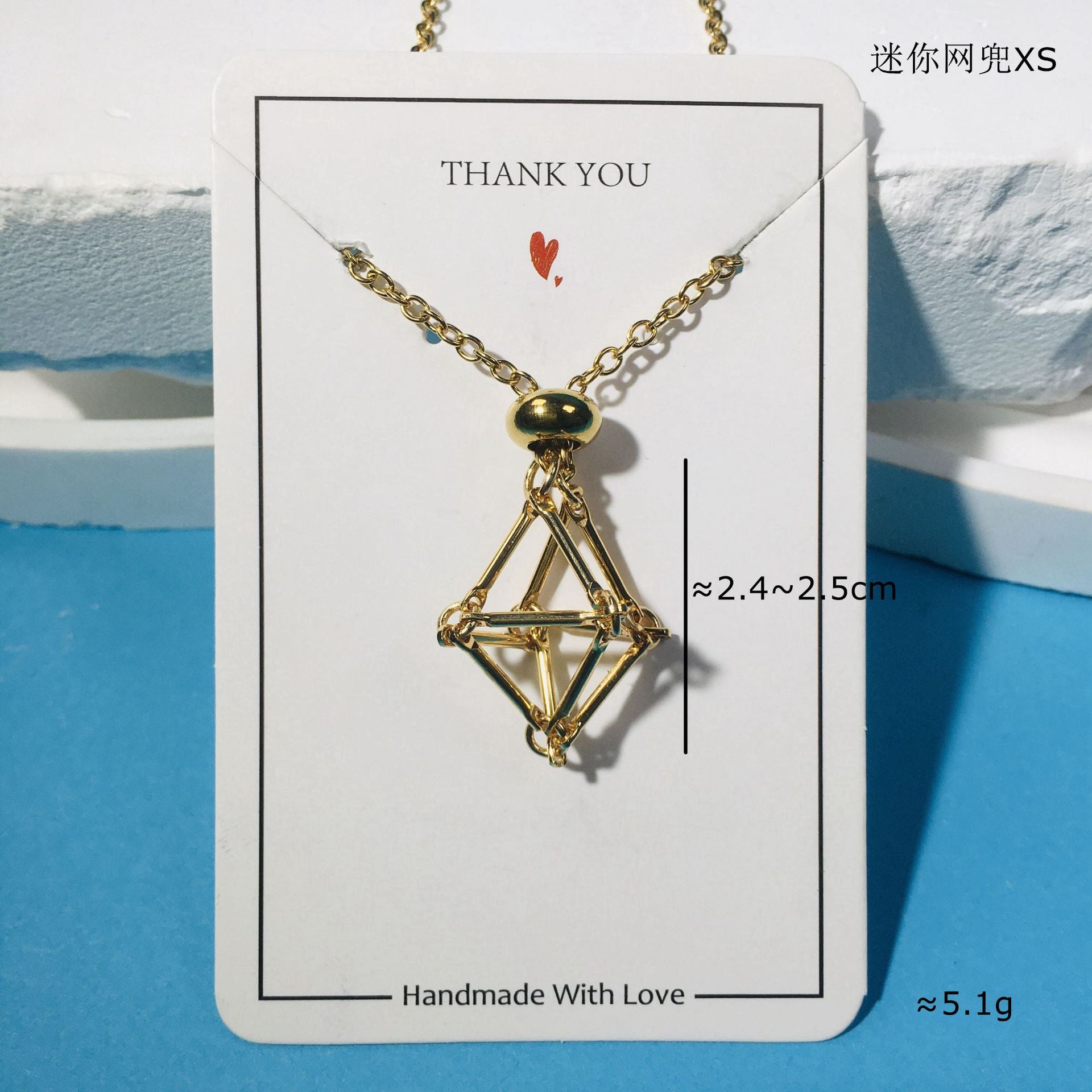 Wholesale 18K Gold Natural Crystal Raw Stone Net Pocket Metal Bamboo Necklace Crystal Mesh Bag ACC-NE-RongGuan010