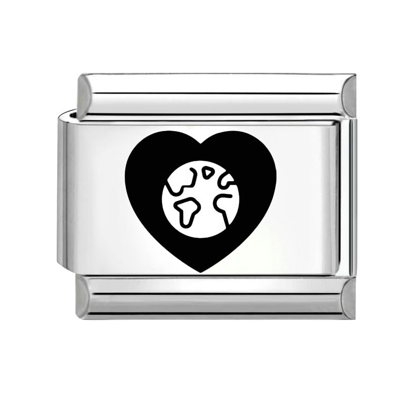 Wholesale Italian modular bracelet 9mm DIY splicing detachable stainless steel cartoon engraving combinable bracelet