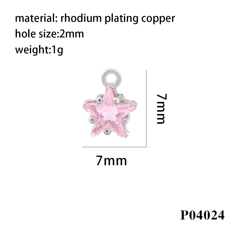 Wholesale 18K gold-plated micro-paved colorful five-pointed star zircon pendant