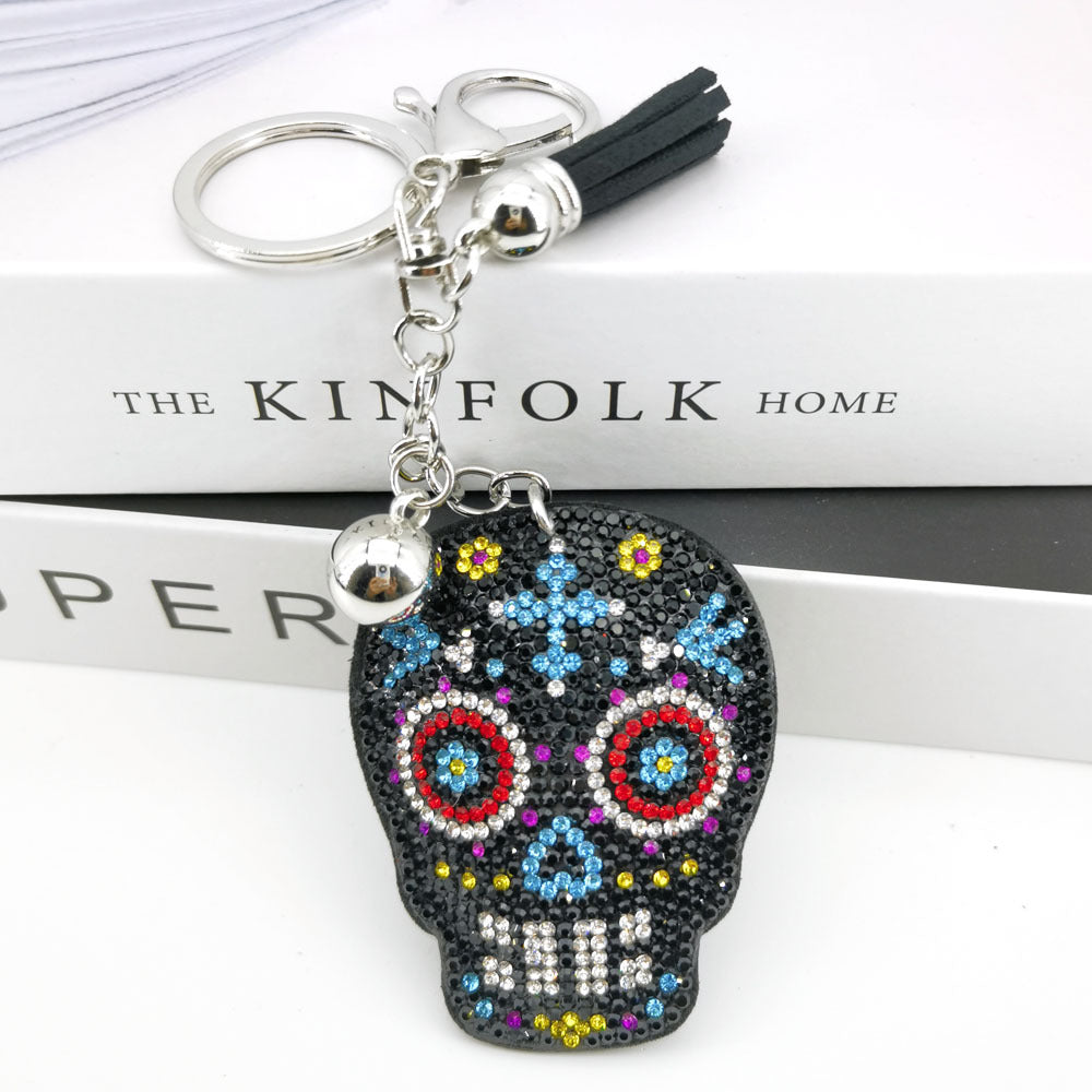 Wholesale  velvet encrusted punk hip-hop new ghost head keychain
