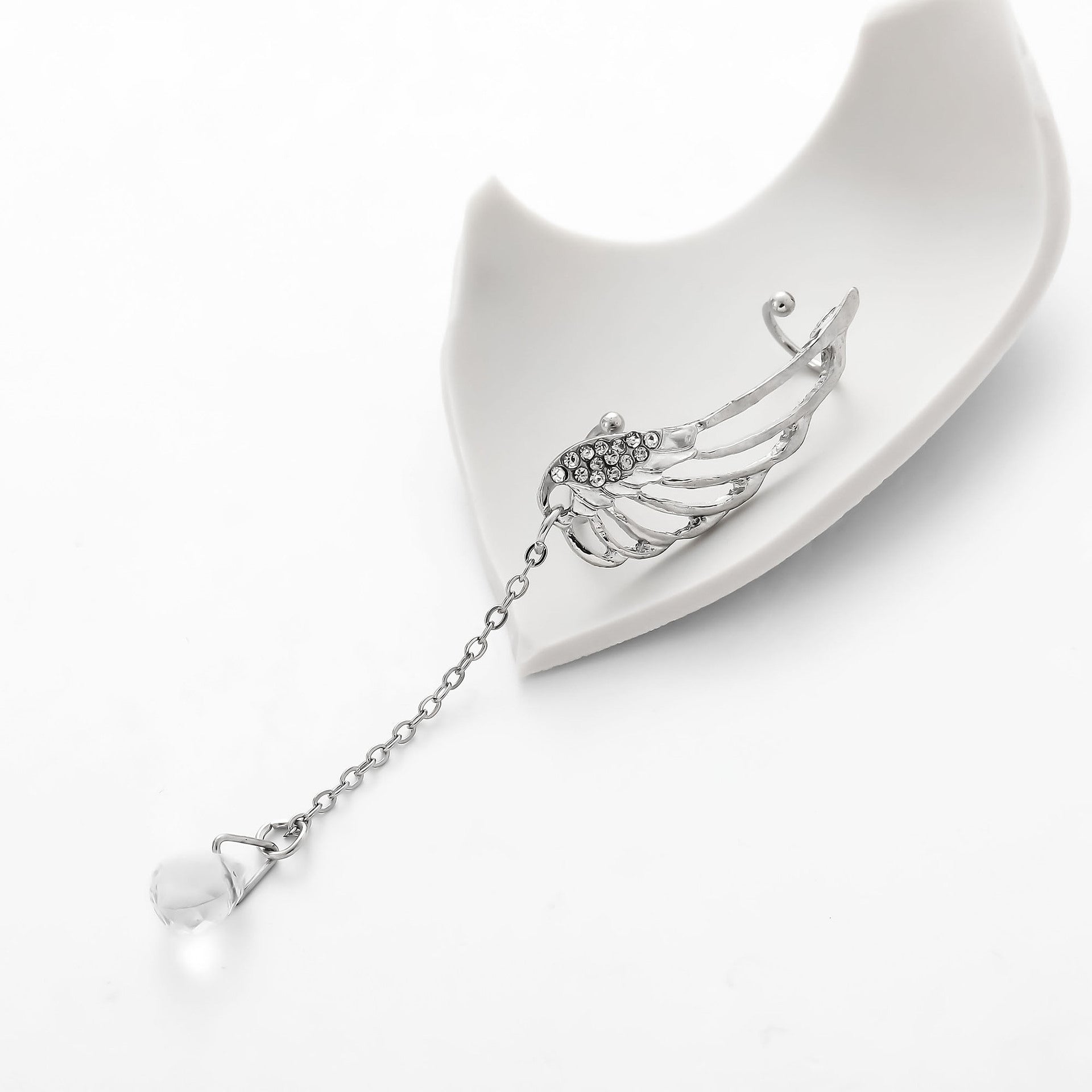 Wholesale Wing Tassel Rhinestone Non-pierced Ear Clip