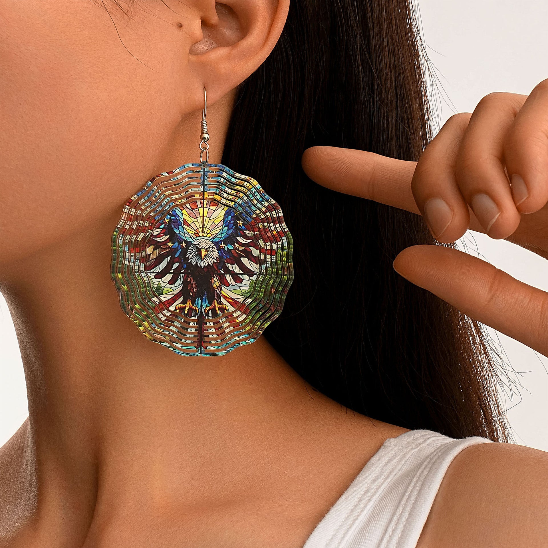 Wholesale  acrylic earrings  personality colorful eagle round large earrings
