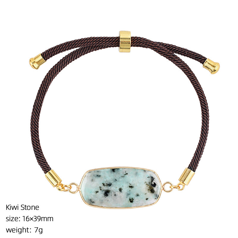 Wholesale Modern Minimalist Natural Stone Amethyst Bracelet Adjustable Woven Rope Unisex Fashion Accessory Gift