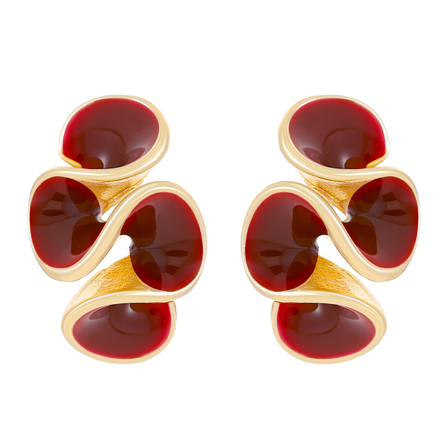 Wholesale Trendy Colorful Drip Oil Irregular Flower Earrings For Women Floral Petal Jewelry Accessory Party Wear