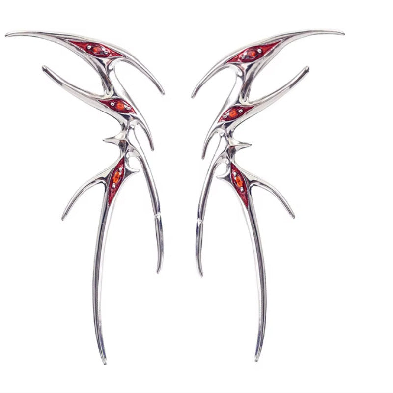 Wholesale Red Thorn Devil's Eye Alien Ear Clip Earrings