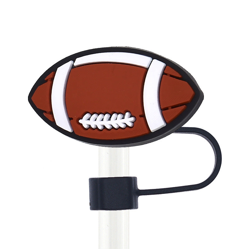 Wholesale Random 100pcs Ball Sports Straw Tube Cap 10mm Soft Plastic Straw Decoration Straw Cover ACC-SCR-RYY039