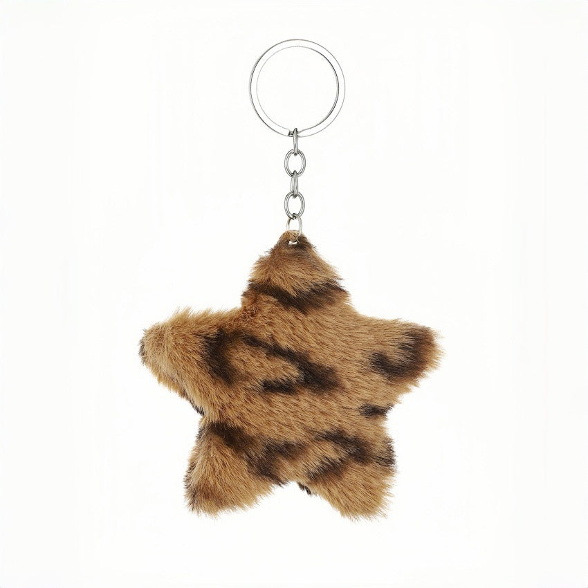 Wholesale plush star  pendant leopard print Keychain