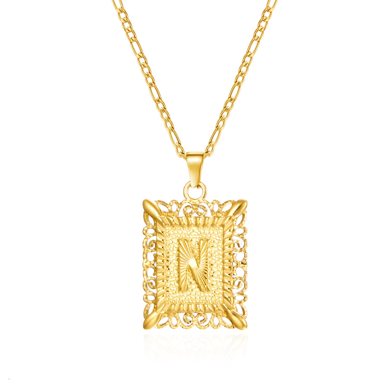 Wholesale letter necklace creative square stainless steel necklace