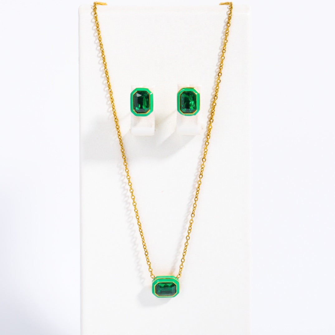 Wholesale  Titanium Steel Macaron Necklace Pendant Color Jewelry Zircon Pendant Necklaces