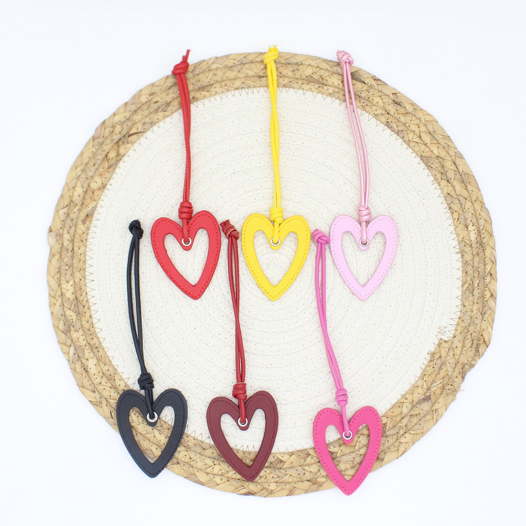 Wholesale  Pu Leather Cut Out Heart Keychains