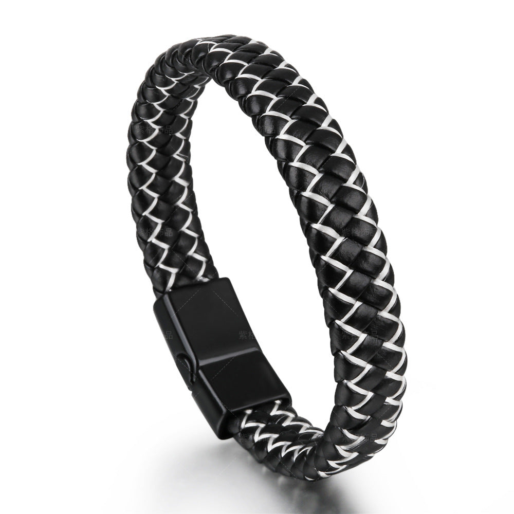 Wholesale Retro Men S Handwoven Leather Wave Bracelet Multi Layer Jewelry Accessory For Everyday Wear And Gift