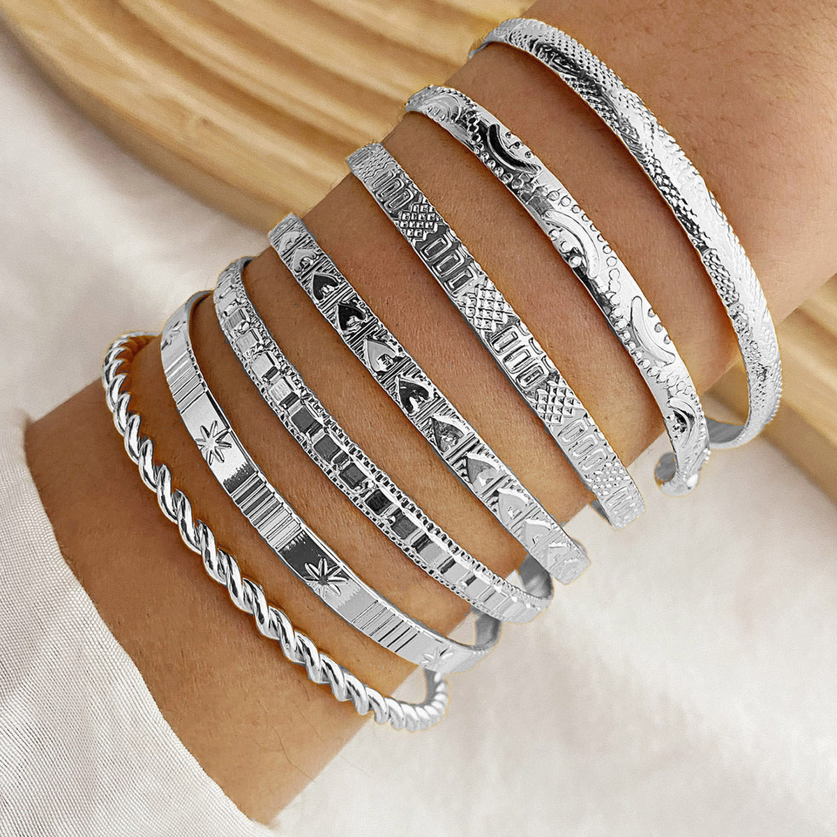 Wholesale Layered Cross &  Flower Pendant Jewelry Set,  Alloy Bracelet Bangle,  Boutique Resale