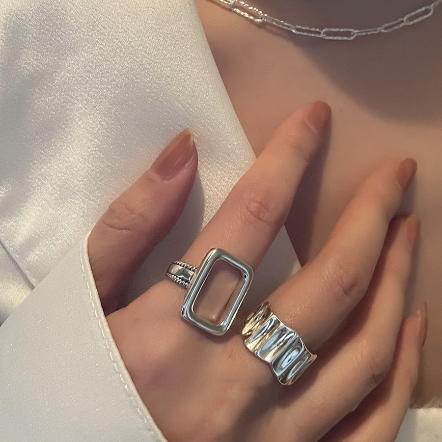 Wholesale S925 Silver Geometric Hollow Ring