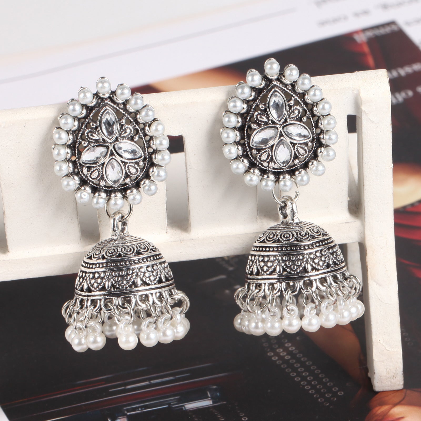 Wholesale gold plated alloy tassel bell ethnic style earrings
