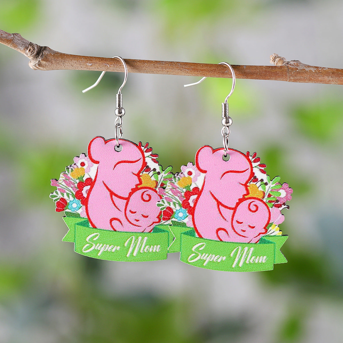 Wholesale  MOM flower love bouquet pendant earrings