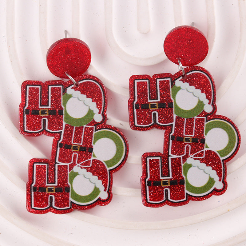 Wholesale Christmas Tree English Clown Acrylic Earrings
