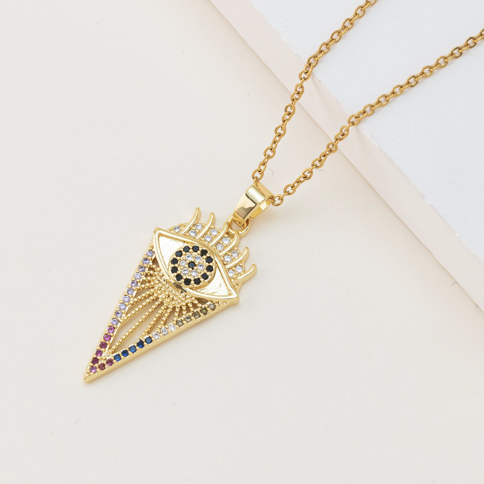 Wholesale Copper Gold-plated Micro-inlaid Zircon Oil Drops Devil's Eye  Pendant