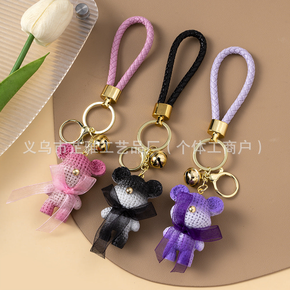 Wholesale Resin gradient wool rabbit key chain