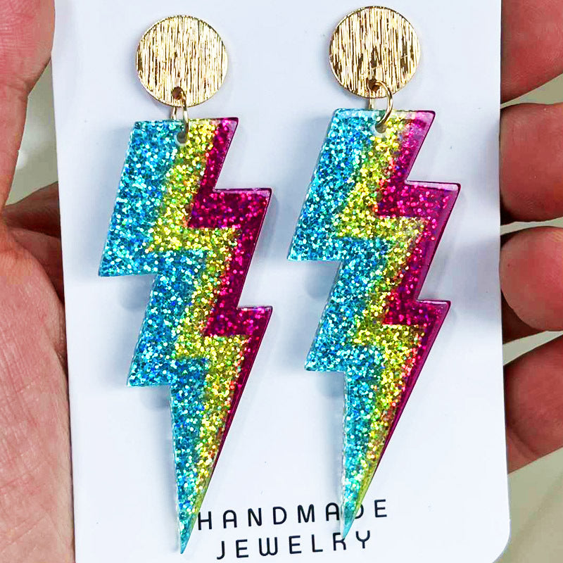 Wholesale 2pairs/pack Fluorescent Color Shiny Lightning Acrylic Earrings ACC-ES-HY113