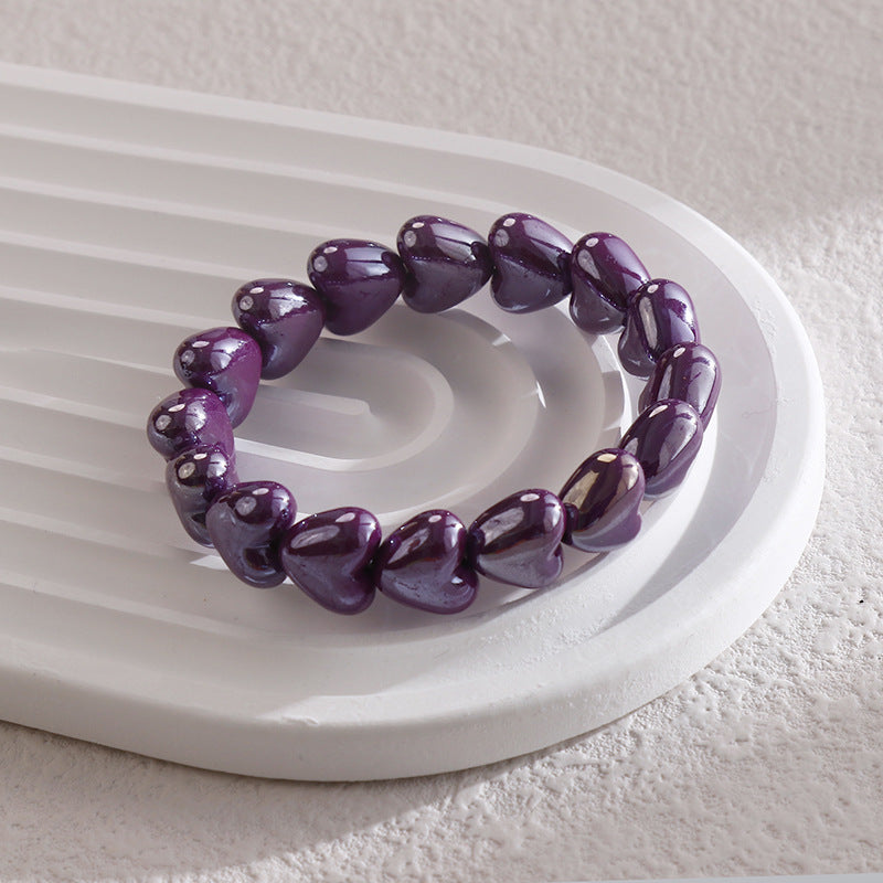 Wholesale Colorful Heart-shaped Paint  Handmade String Bracelet