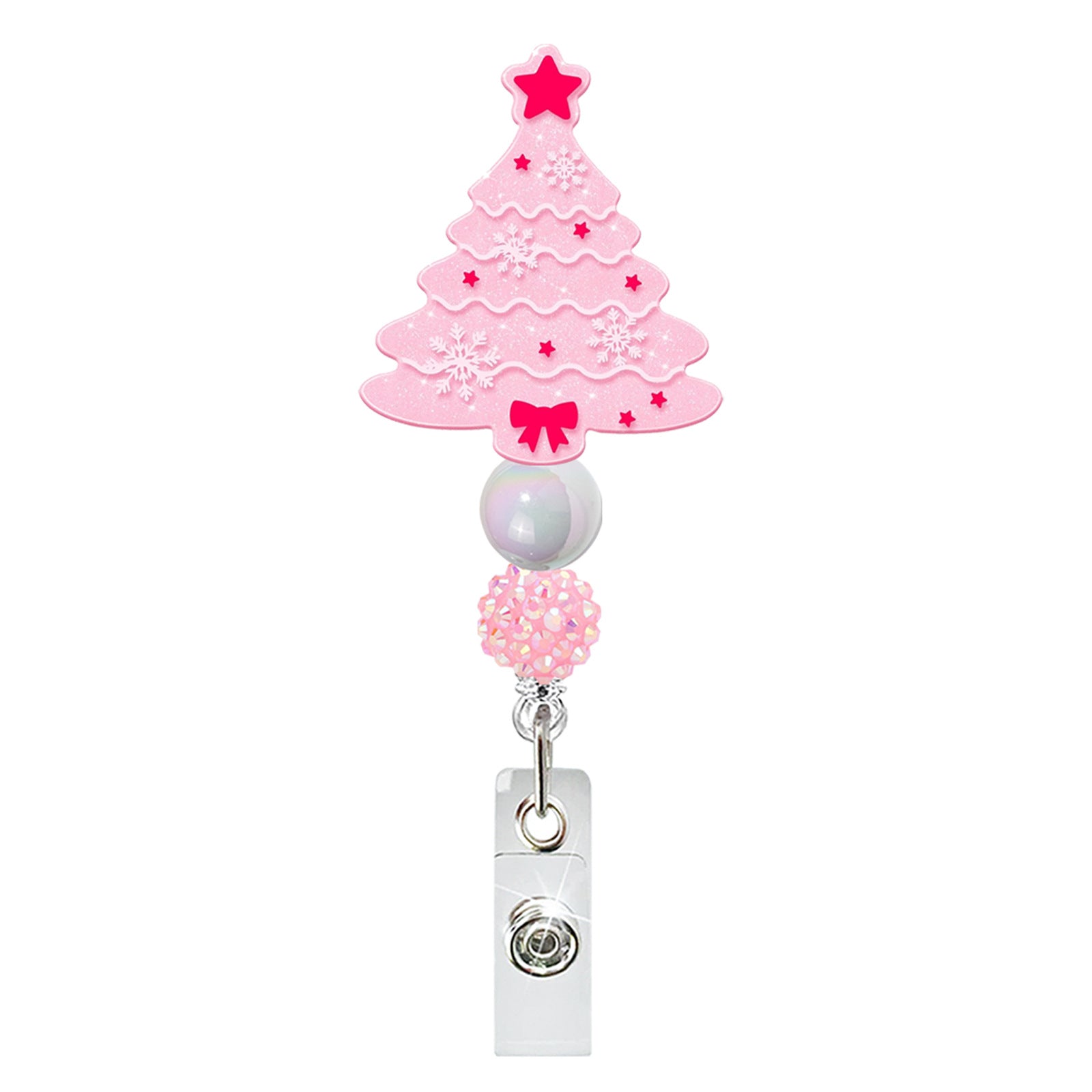 Wholesale Cute Christmas Beaded Acrylic Glitter  Badge Reels