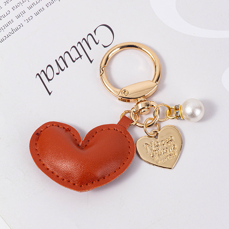 Wholesale Cute Heart Shape Leather Colorful Padded Keychain