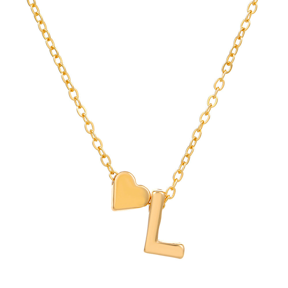 Wholesale Heart-shaped 26-letter English alphabet pendant necklace