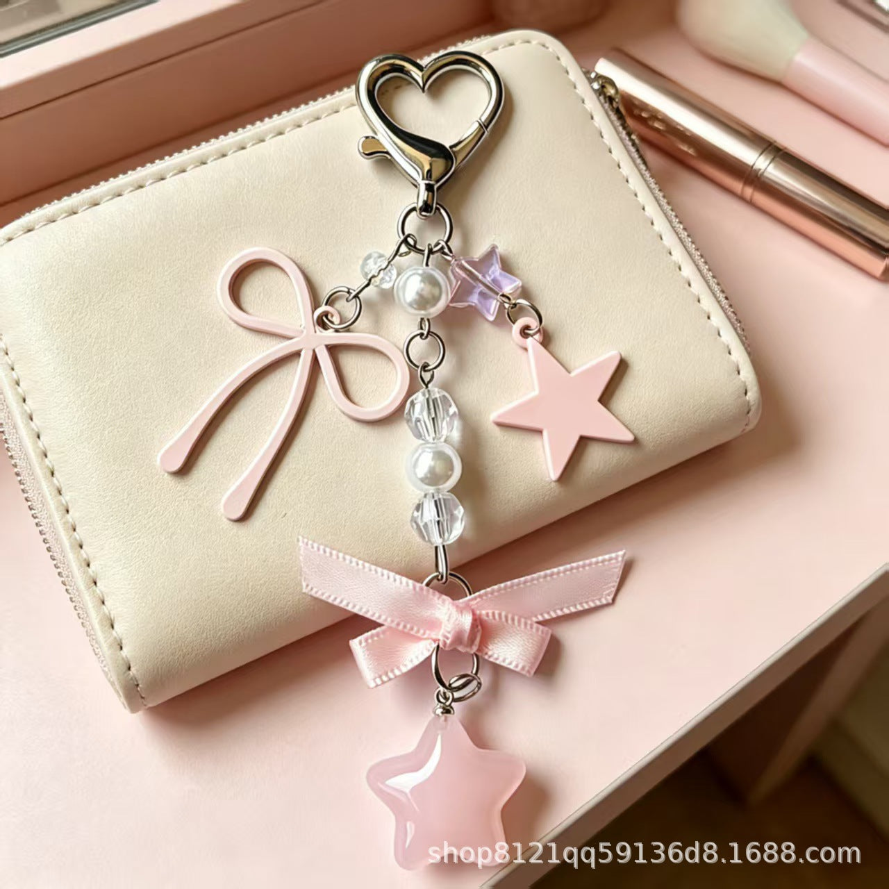 Wholesale Cute Lace Bow Heart Keychain Star Pendant Charm - Zinc Alloy Jewelry Accessory for Resale