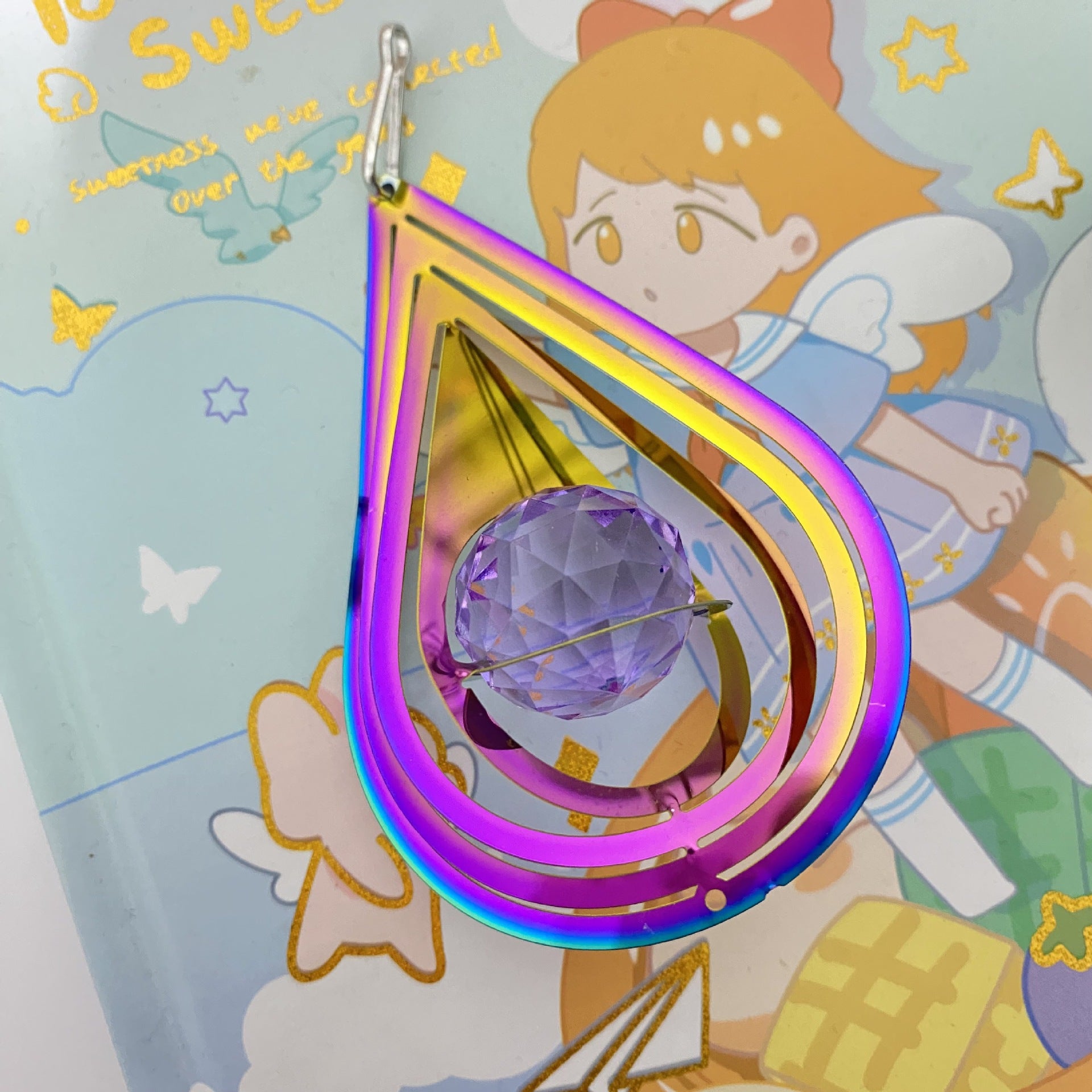 Wholesale Metallic Colorful Rotating Water Drop Wind Chime