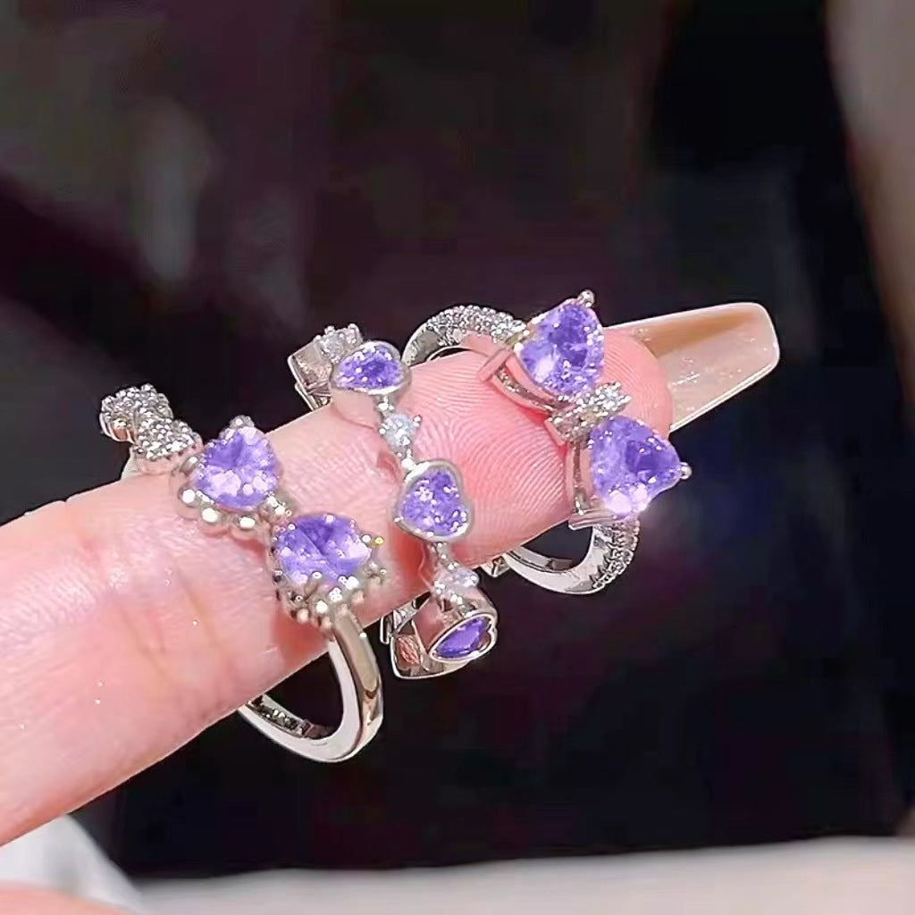 Wholesale Alloy Zircon Heart Bow Ring Three-Piece Set