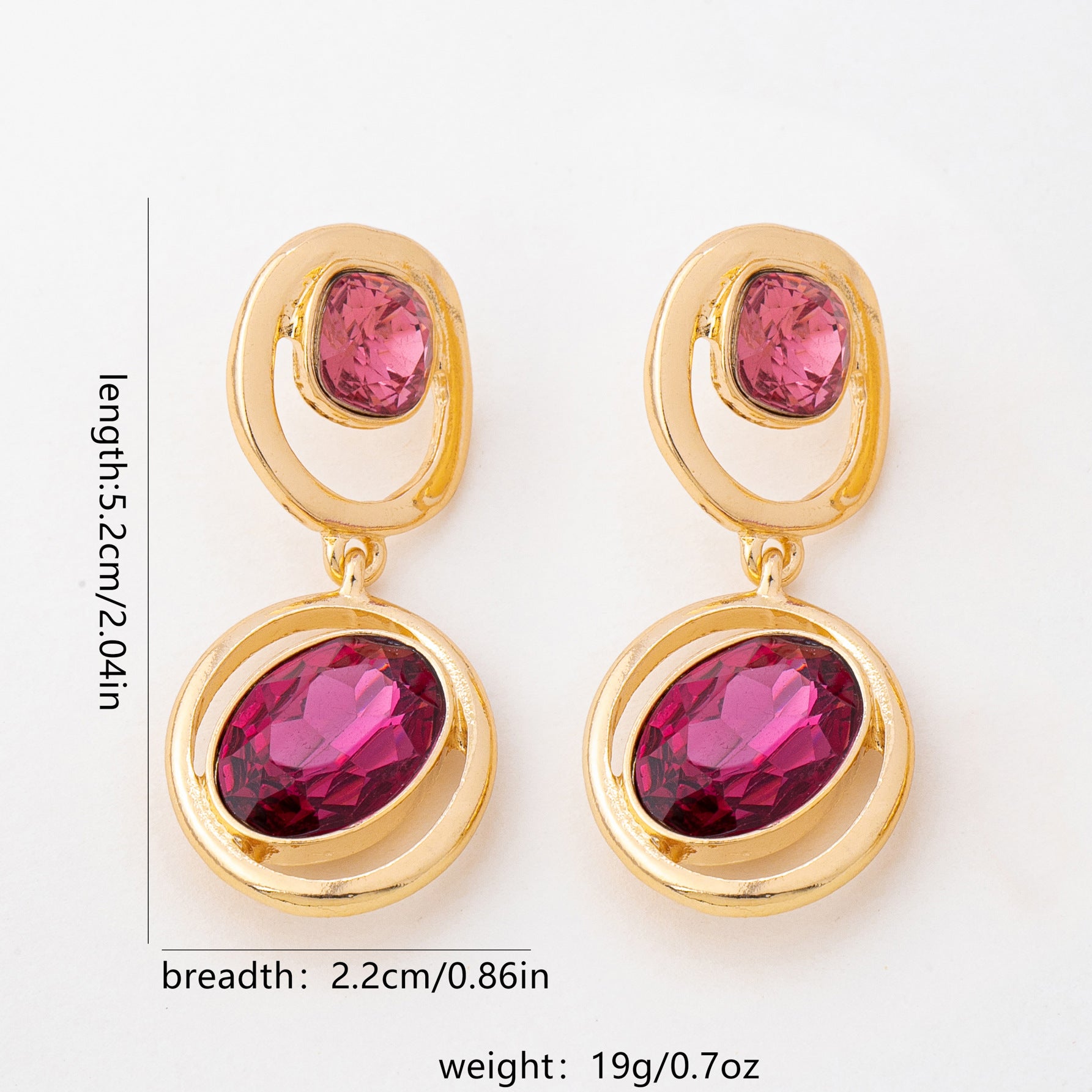 Wholesale Red Double Layer Oval Geometric Retro Earrings For Party And Daily Wear Jewelry Accessory