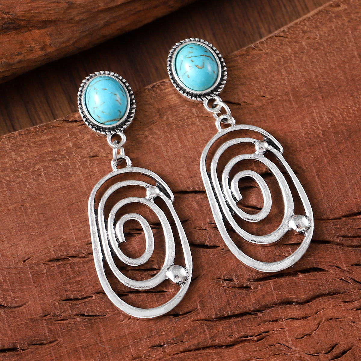 Wholesale  irregular lines turquoise pendant earrings