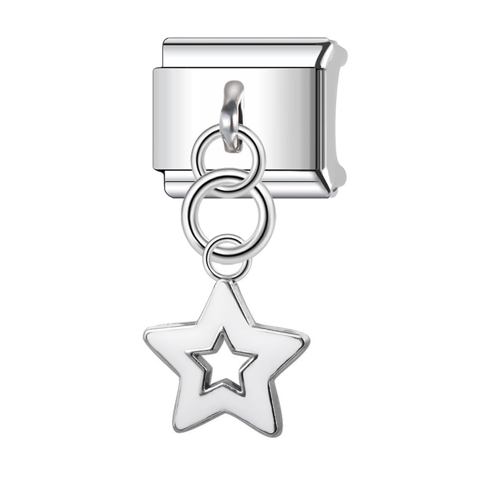 Wholesale Italian Charm Bracelet 9mm DIY Splicing Five-pointed Star Pendant Stainless Steel Composable Bracelet