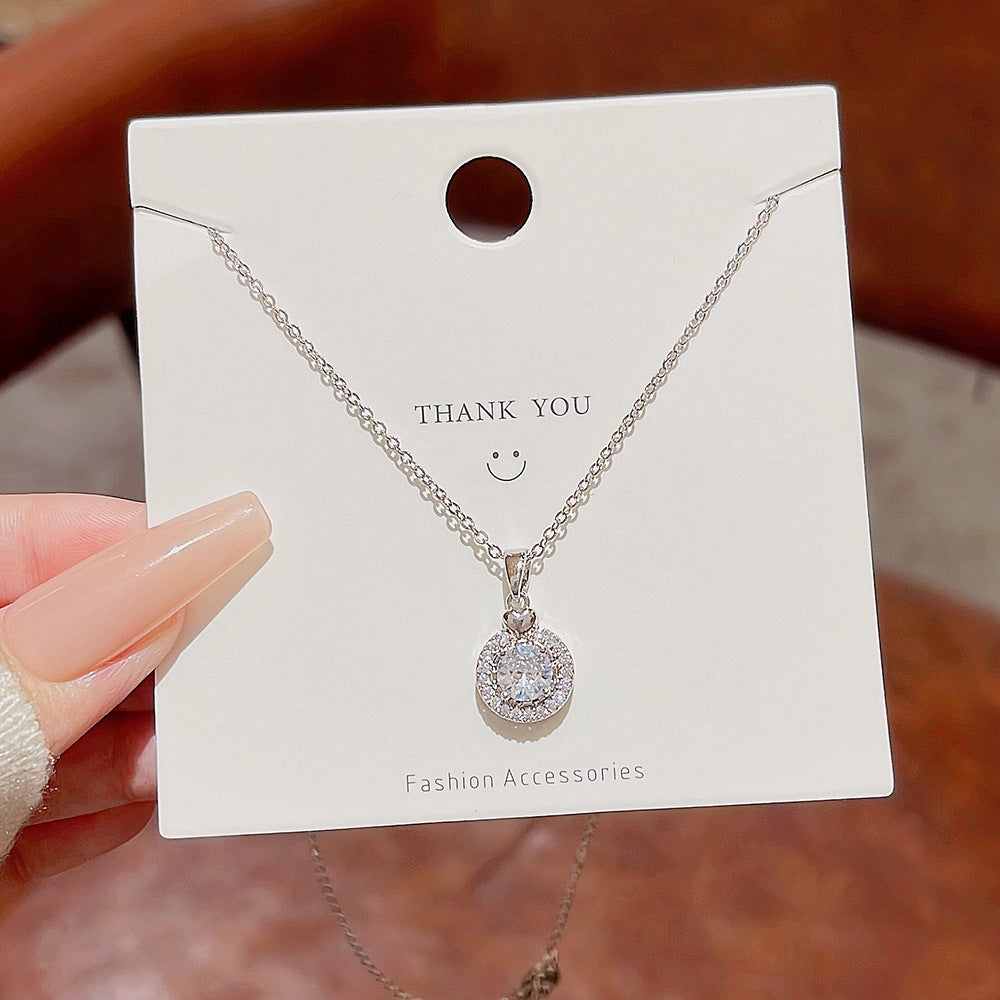 Wholesale Titanium steel crystal pendant light luxury  necklace