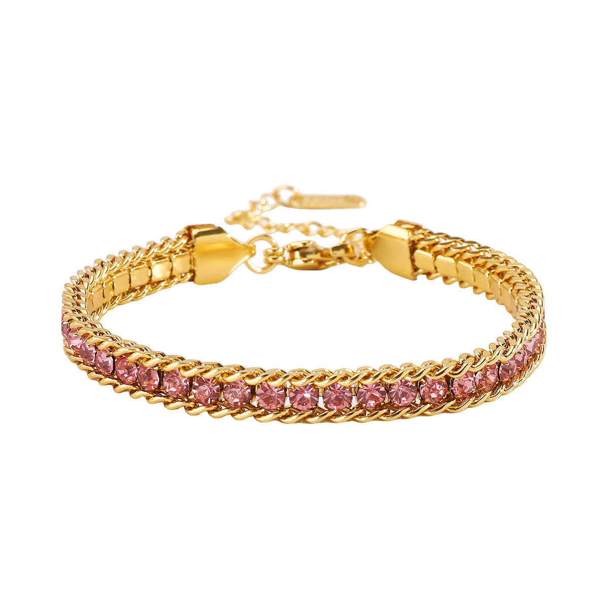 Wholesale Temperament Stacking Style Colored Zircon Bracelet Stainless Steel