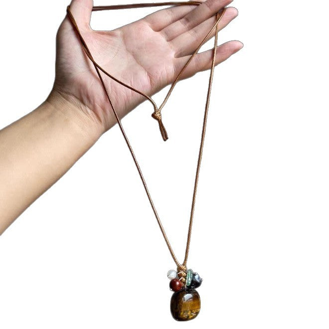 Wholesale Maillard Tiger Eye Beaded Necklace