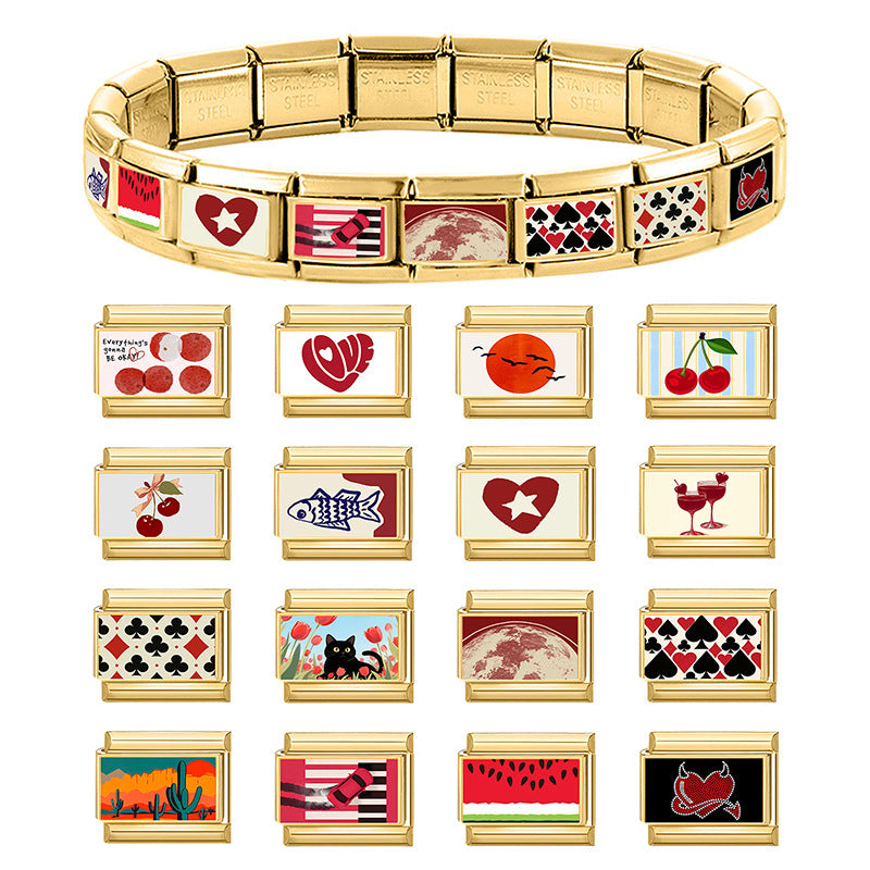 Wholesale Italian Style DIY Patchwork Bracelet,  Gold Electroplated Stainless Steel,  Fashion Accessory