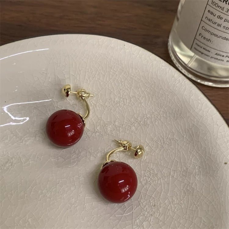 Wholesale silver needle front and back hanging pink and white shell pearl earrings