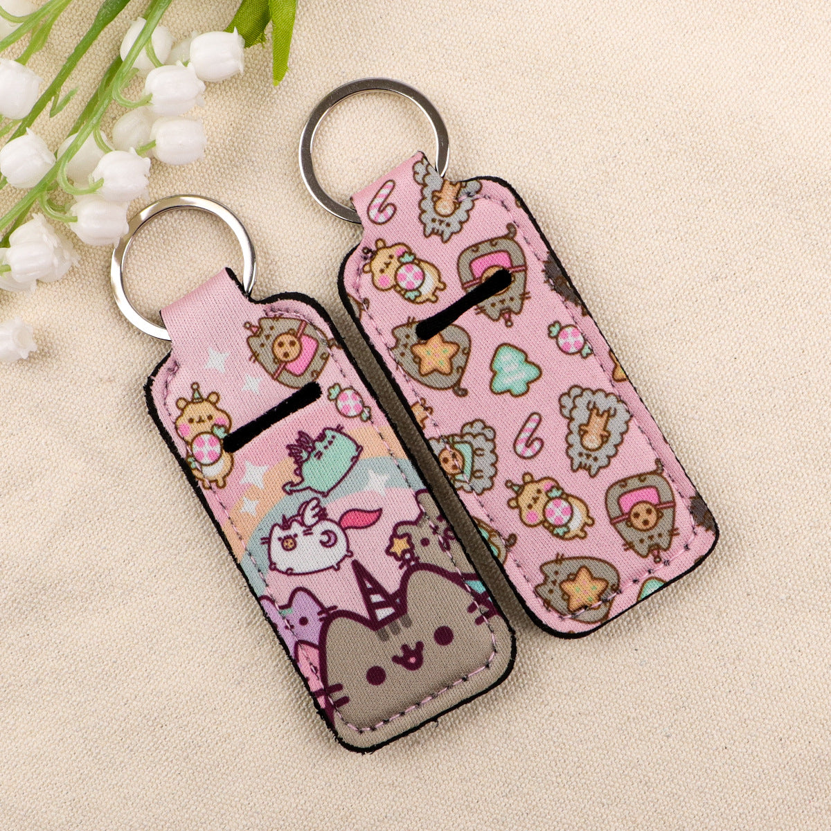 Wholesale 6pcs Fat Cat Keychain Lipstick Cover
