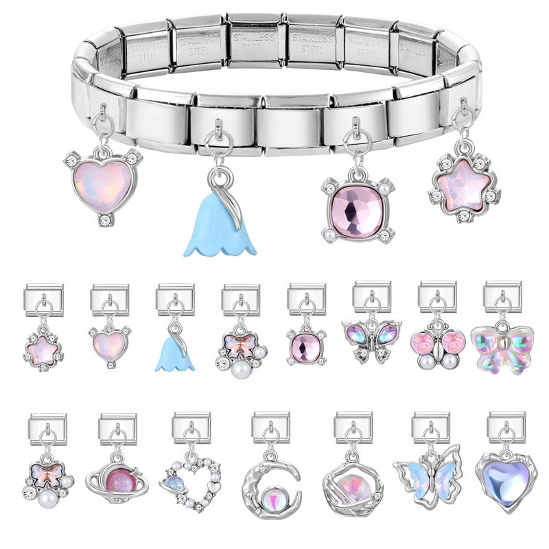 Wholesale 9mm Italian Charm Starter Bracelets DIY Pendant Stainless Steel Composable Bracelet