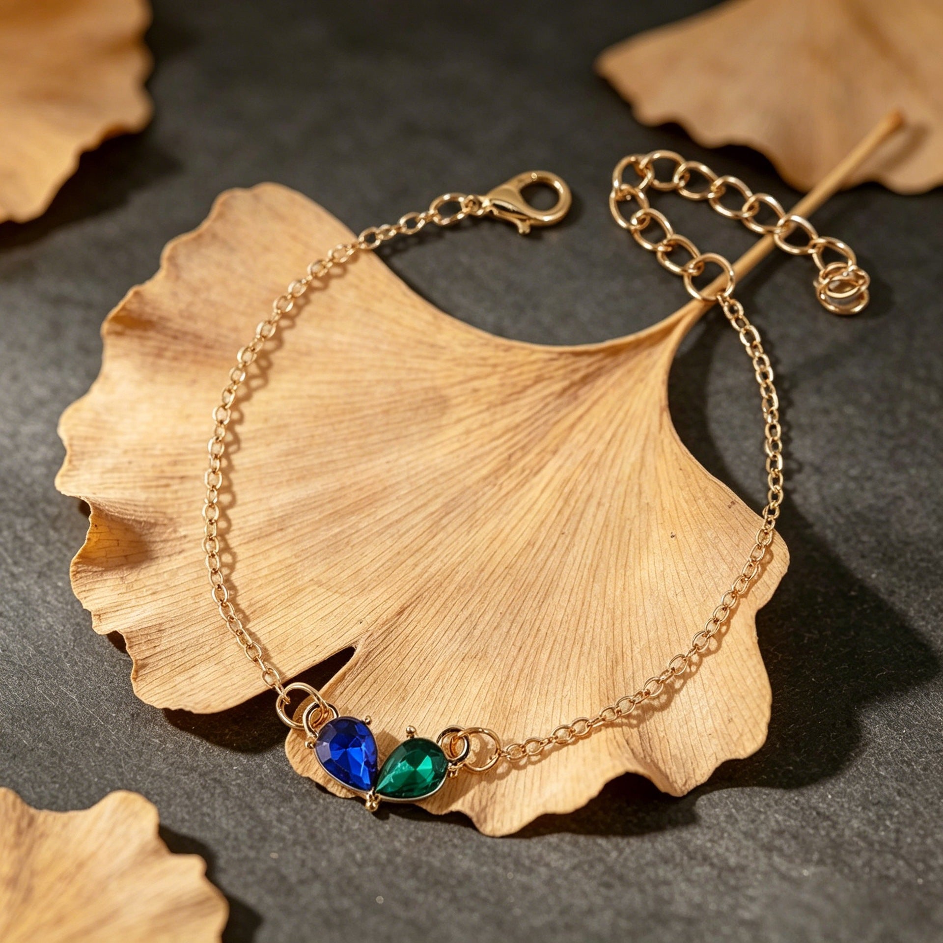 Wholesale Women S Gold Tone Drop Stone Bracelet Blue White Mix Trendy Jewelry Accessory Gift