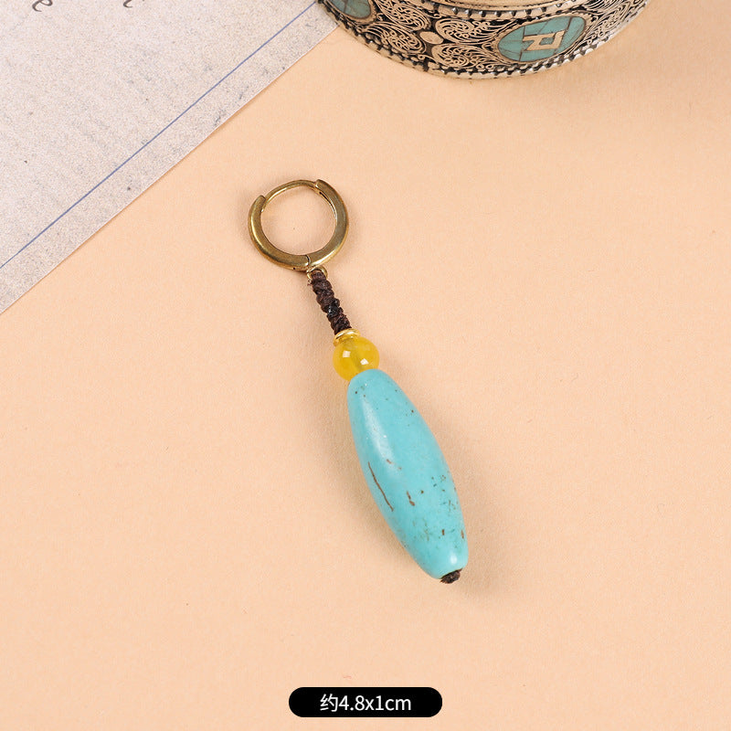 Wholesale Woven Turquoise Ethnic Style Earrings Handmade Vintage Jewelry Accessory Gift