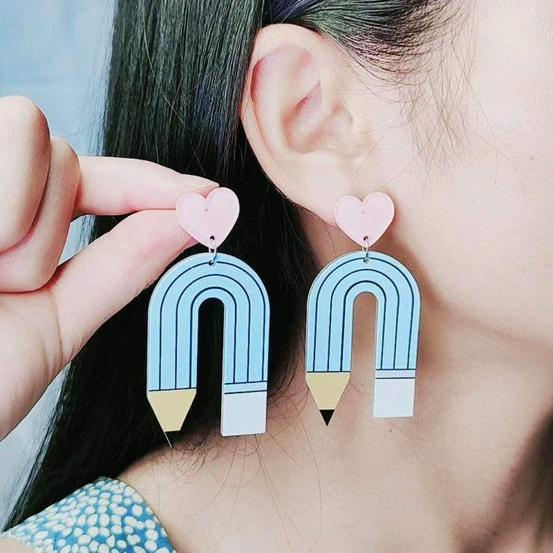 Wholesale Acrylic pencil heart earrings