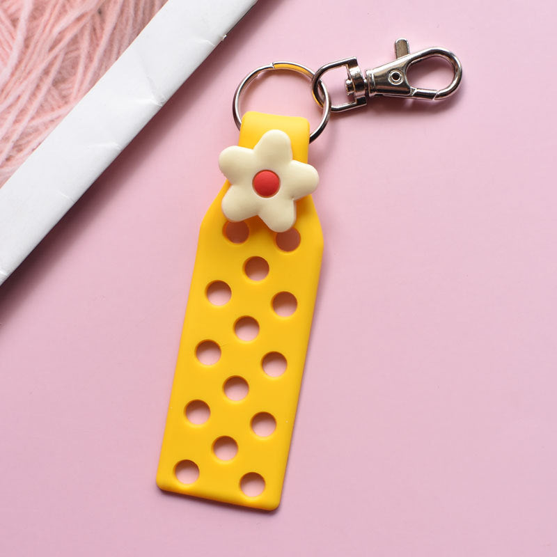 Wholesale Random 10pcs Colored Flower PVC Soft Adhesive DIY Board Keychains ACC-KC-RYY004