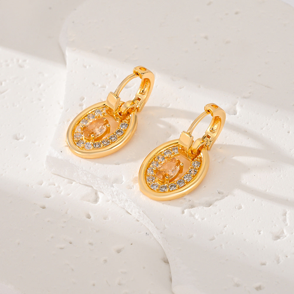 Wholesale Vintage Gold Plated Zirconia Earrings ACC-ES-HengXuan003