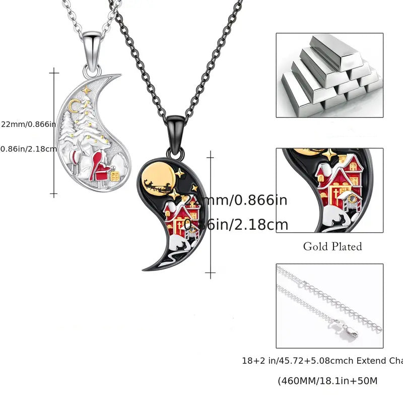 Wholesale Christmas Day and Night Tai Chi Bagua Necklace