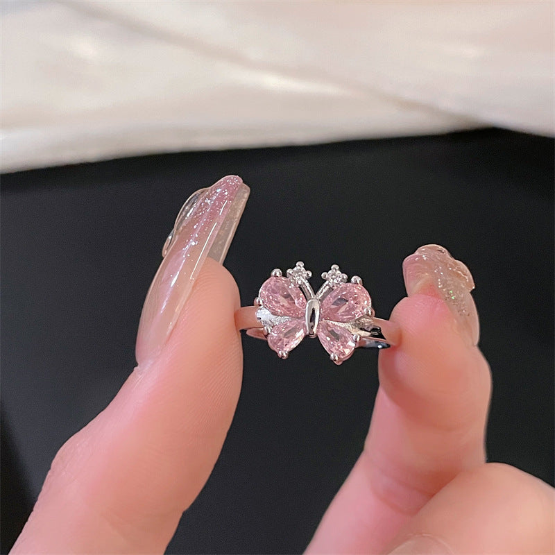 Wholesale Copper Drip Oil Butterfly Zircon Open Ring - Trendy Jewelry Accessory for Women,  Everyday Gift